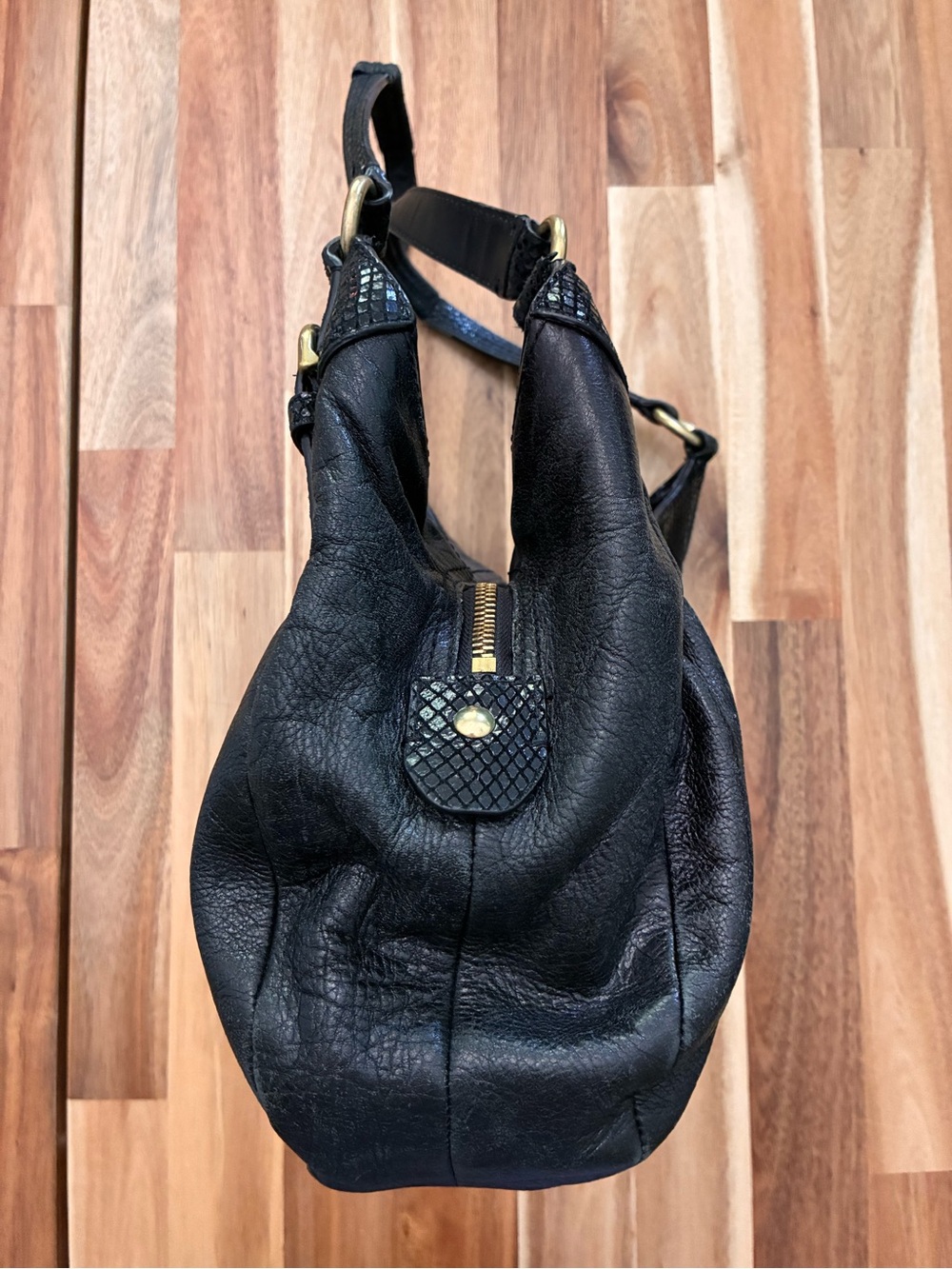 Coach Soho Black Leather Purse Shoulder Bag Hobo Slouch Snakeskin F19453 EUC - Picture 3 of 14
